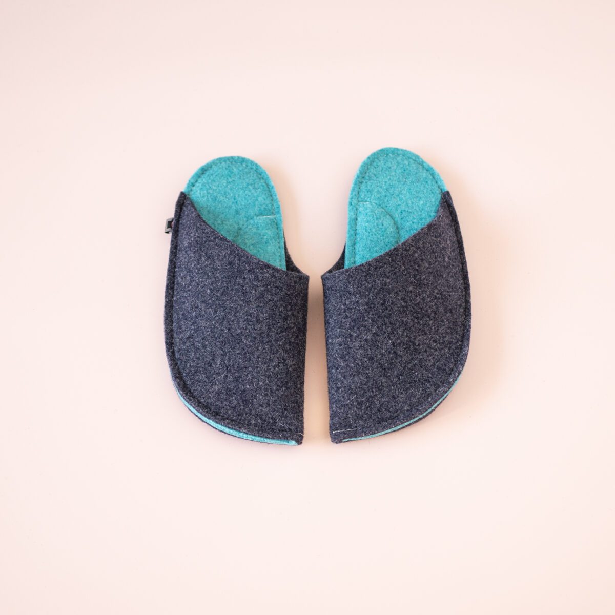 Navy blue and turquoise blue slippers