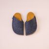 Navy blue and curcuma yellow slippers