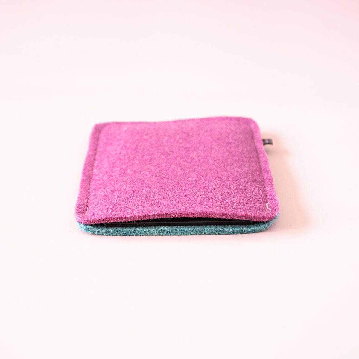 Kindle paperwhite case made of turquoise blue and orchid purple wool felt