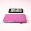 Kindle paperwhite case made of turquoise blue and orchid purple wool felt