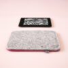 Kindle Paperwhite case made of hibiscus pink and light gray wool felt