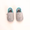 Light gray and turquoise blue slippers for toddlers