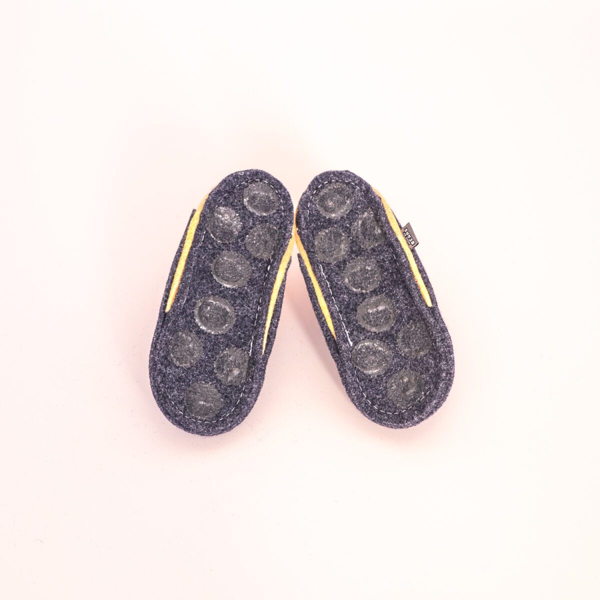 Navy blue and peach yellow slippers for toddlers