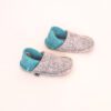 Light gray and turquoise blue slippers for toddlers