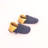 Navy blue and peach yellow slippers for toddlers