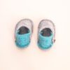 Light gray and turquoise blue slippers for toddlers