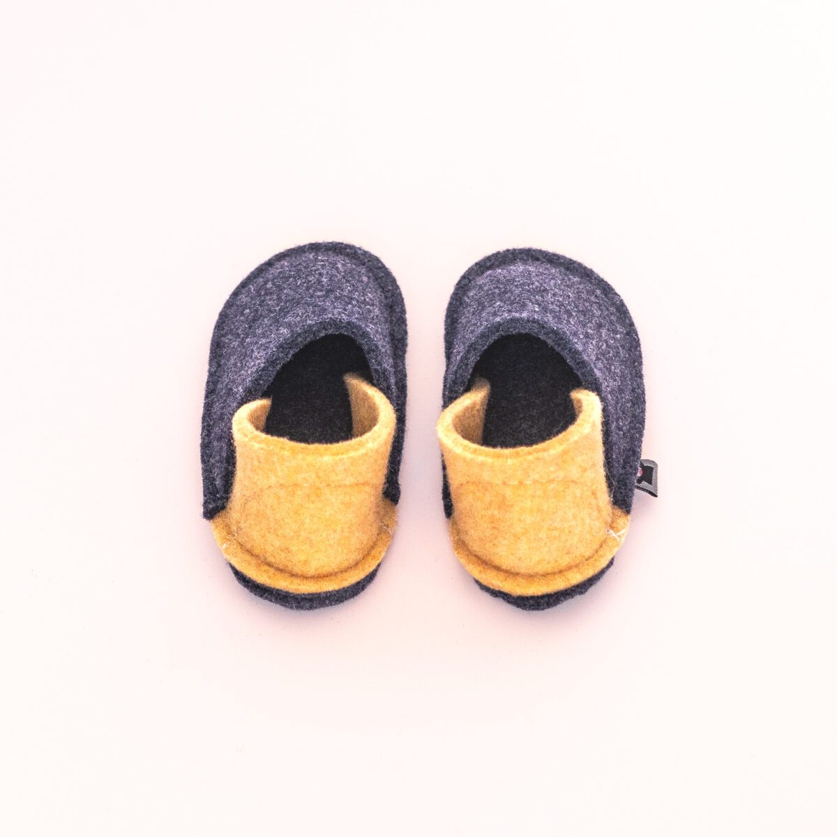 Navy blue and peach yellow slippers for toddlers