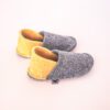 Dark gray and peach yellow slippers for toddlers