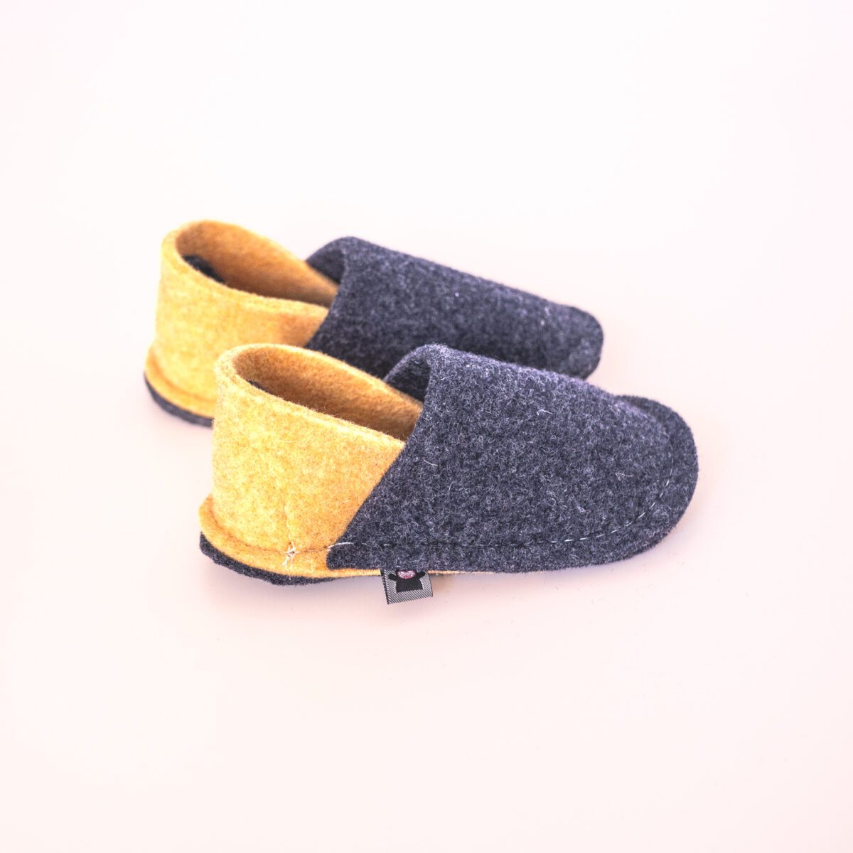 Navy blue and peach yellow slippers for toddlers