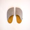 Curcuma Yellow and Grayish Brown wool felt slippers