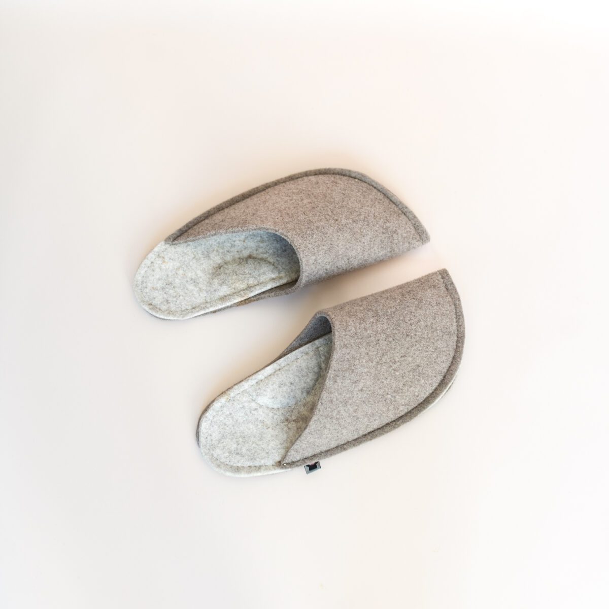 Grayish Brown and Cream White wool felt slippers