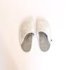 Cream White and Grayish Brown wool felt slippers