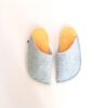 Light gray and peach yellow house slippers