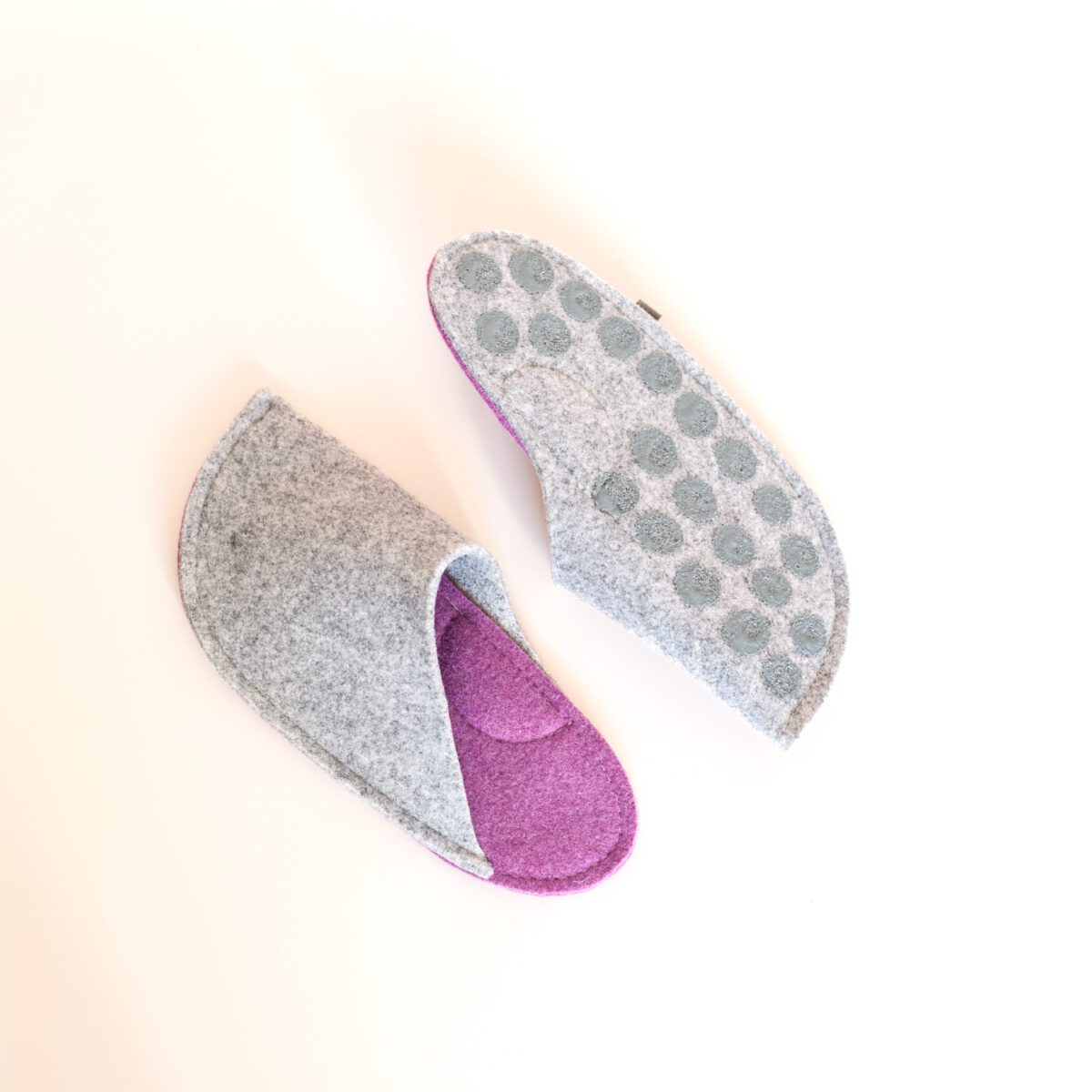 Ligh gray and orchid purple house slippers