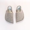 Grayish brown and cream white house slippers with closed back