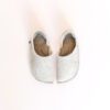 Cream white and grayish brown house slippers with closed back