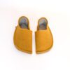 Curcuma yellow and grayish brown house slippers with closed back