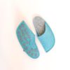 Turquoise blue and light gray wool felt slippers