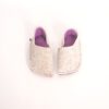 Cream white and orchid purple slippers with a closed back