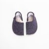 Navy blue and light gray slippers with a closed back